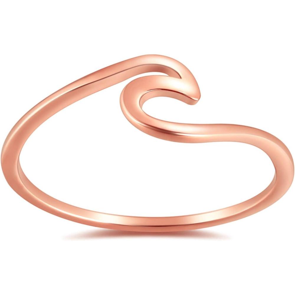 imageGreenpod 1mm Stainless Steel Wedding Rings for Women SilverGold PlatedRose Gold Plated Thin Vsco Wave Ring Stackable Engagement Ring Size 412rose gold plated