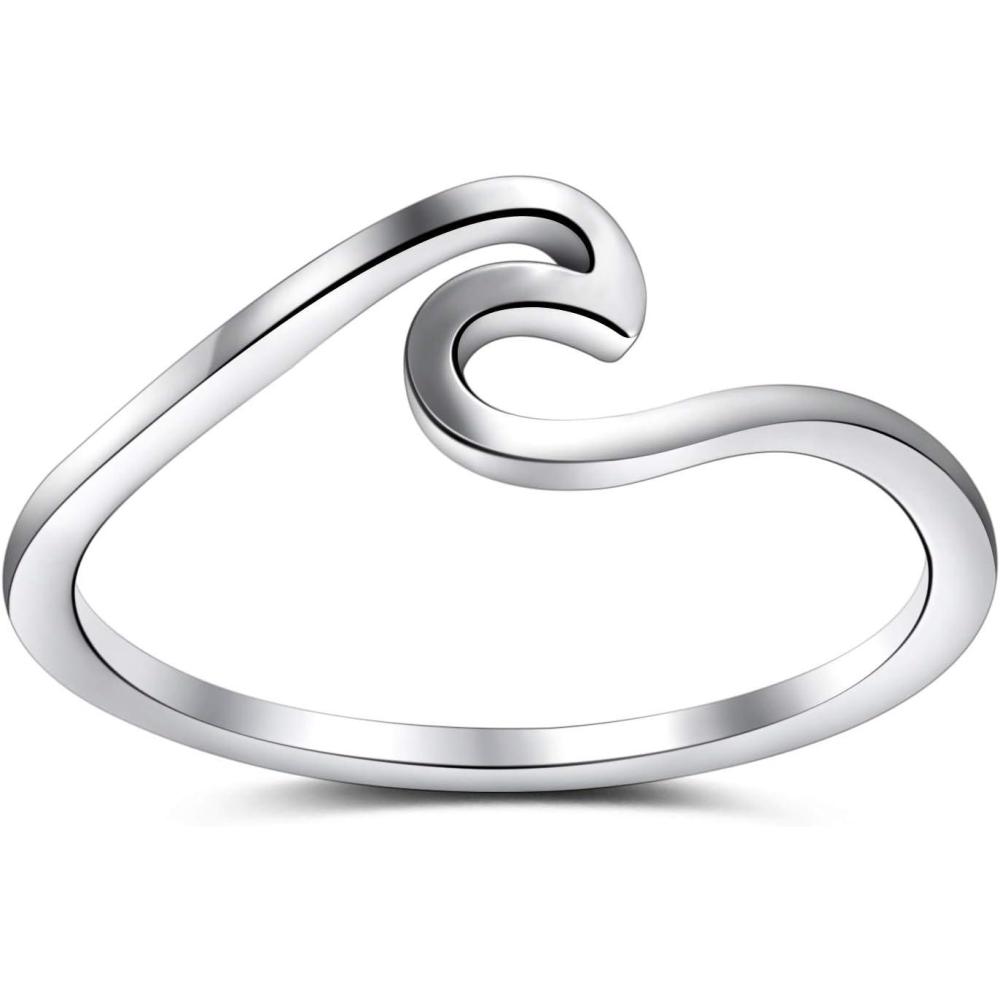 imageGreenpod 1mm Stainless Steel Wedding Rings for Women SilverGold PlatedRose Gold Plated Thin Vsco Wave Ring Stackable Engagement Ring Size 412silver