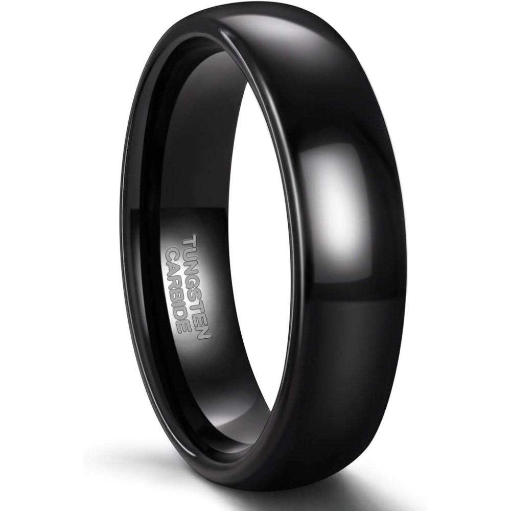 imageGreenpod 2mm 4mm 6mm Tungsten Wedding Bands Ring for Women Men Rose Gold PlatedSilver24K Gold PlatedBlack Polished Slim Engagement Promise Rings Comfort Fit Size 4136mm black