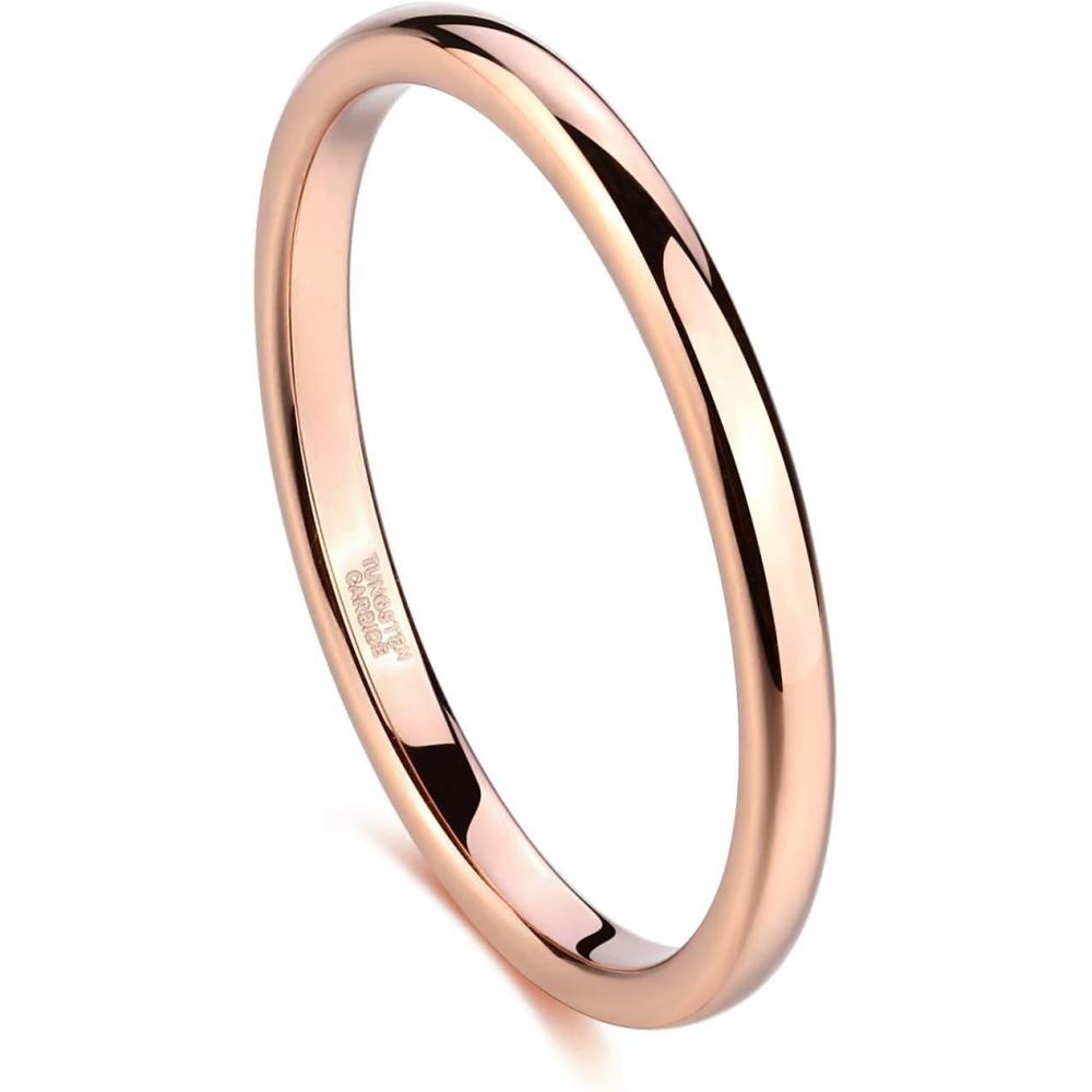imageGreenpod 2mm 4mm 6mm Tungsten Wedding Bands Ring for Women Men Rose Gold PlatedSilver24K Gold PlatedBlack Polished Slim Engagement Promise Rings Comfort Fit Size 4132mm rose gold plated