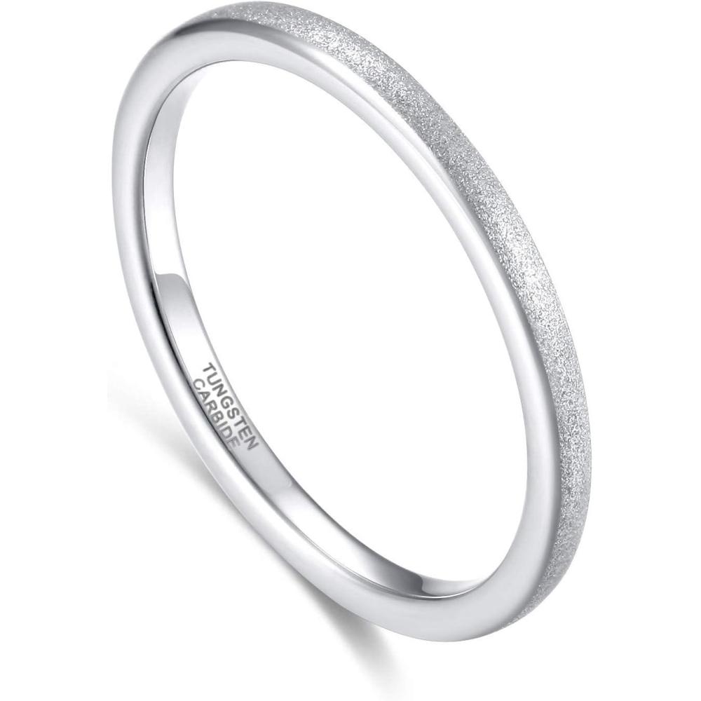 imageGreenpod 2mm 4mm 6mm Tungsten Wedding Bands Ring for Women Men Rose Gold PlatedSilver24K Gold PlatedBlack Polished Slim Engagement Promise Rings Comfort Fit Size 4132mm silver sandblasted