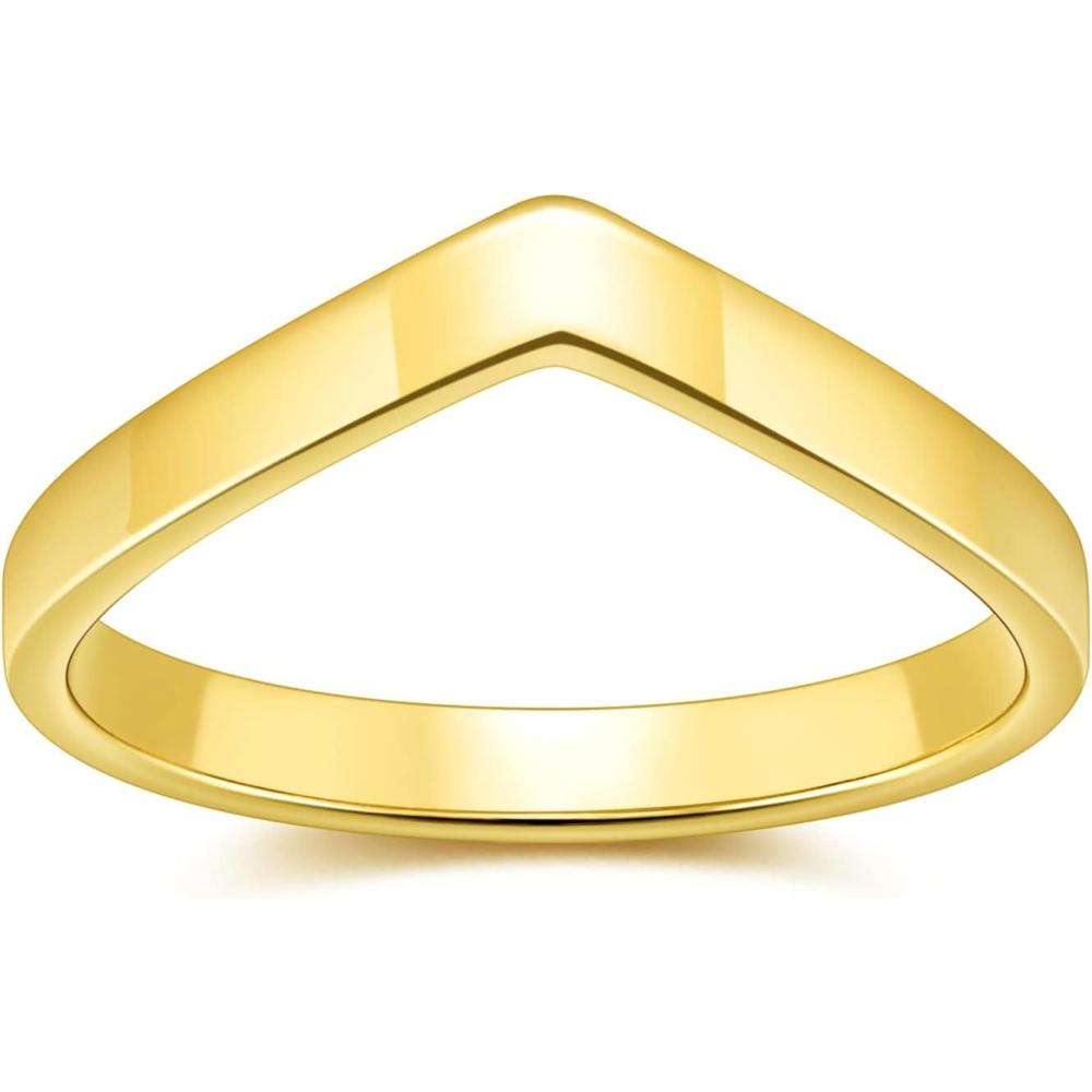 imageGreenpod 3mm Stainless Steel Ring for Women SilverGold PlatedRose Gold Plated V Shaped Chevron Wedding Band Thumb Statement Ring Size 412gold