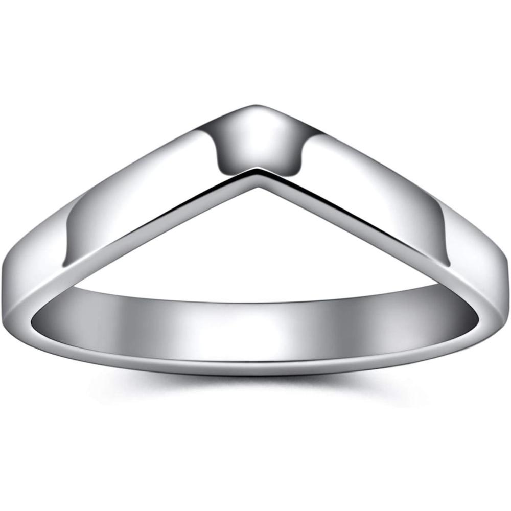 imageGreenpod 3mm Stainless Steel Ring for Women SilverGold PlatedRose Gold Plated V Shaped Chevron Wedding Band Thumb Statement Ring Size 412silver