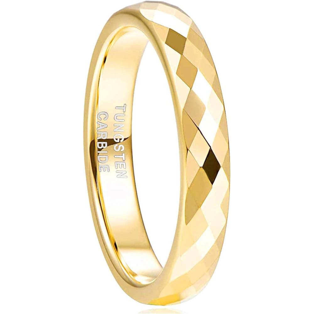 imageGreenpod 4MM Tungsten Carbide Rings Faceted Edge Dome Polished Rose Gold PlatedBlack24K Gold PlatedSilver Wedding Band Comfort Fit for Women Size 51224k gold plated