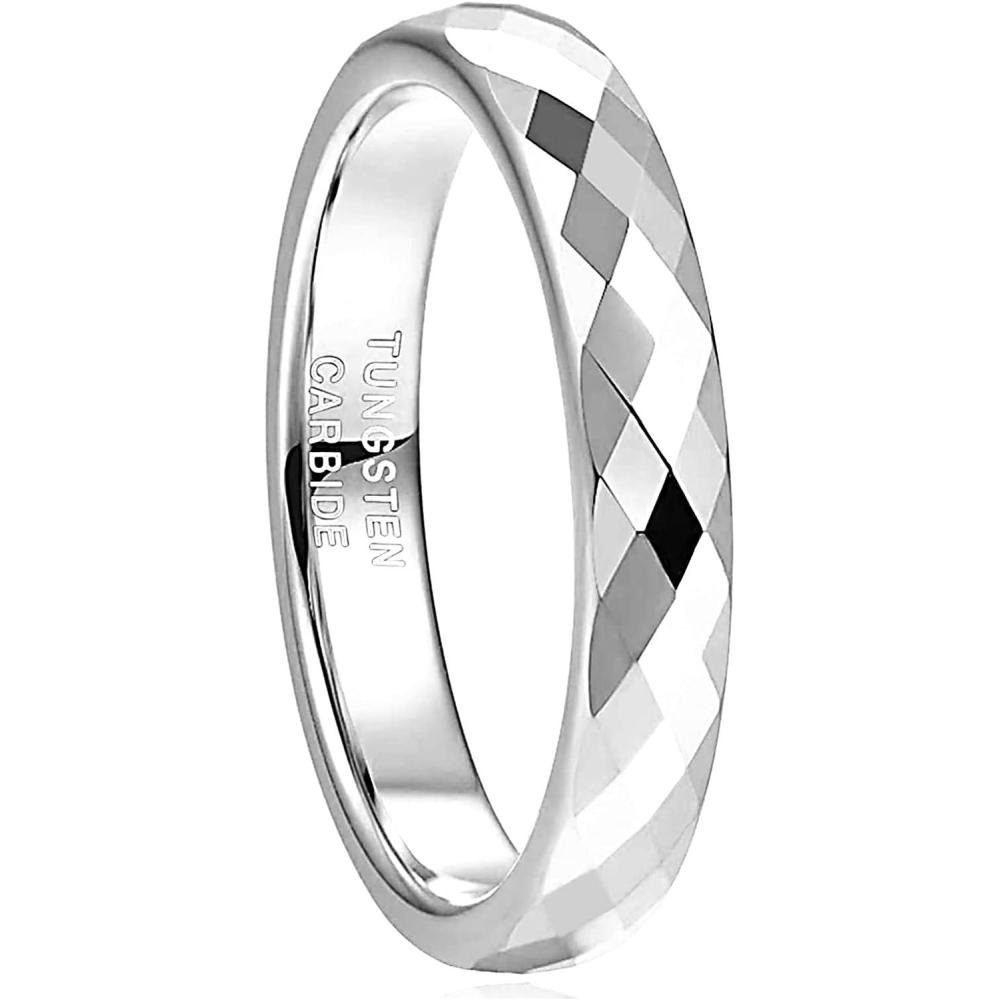 imageGreenpod 4MM Tungsten Carbide Rings Faceted Edge Dome Polished Rose Gold PlatedBlack24K Gold PlatedSilver Wedding Band Comfort Fit for Women Size 512silver
