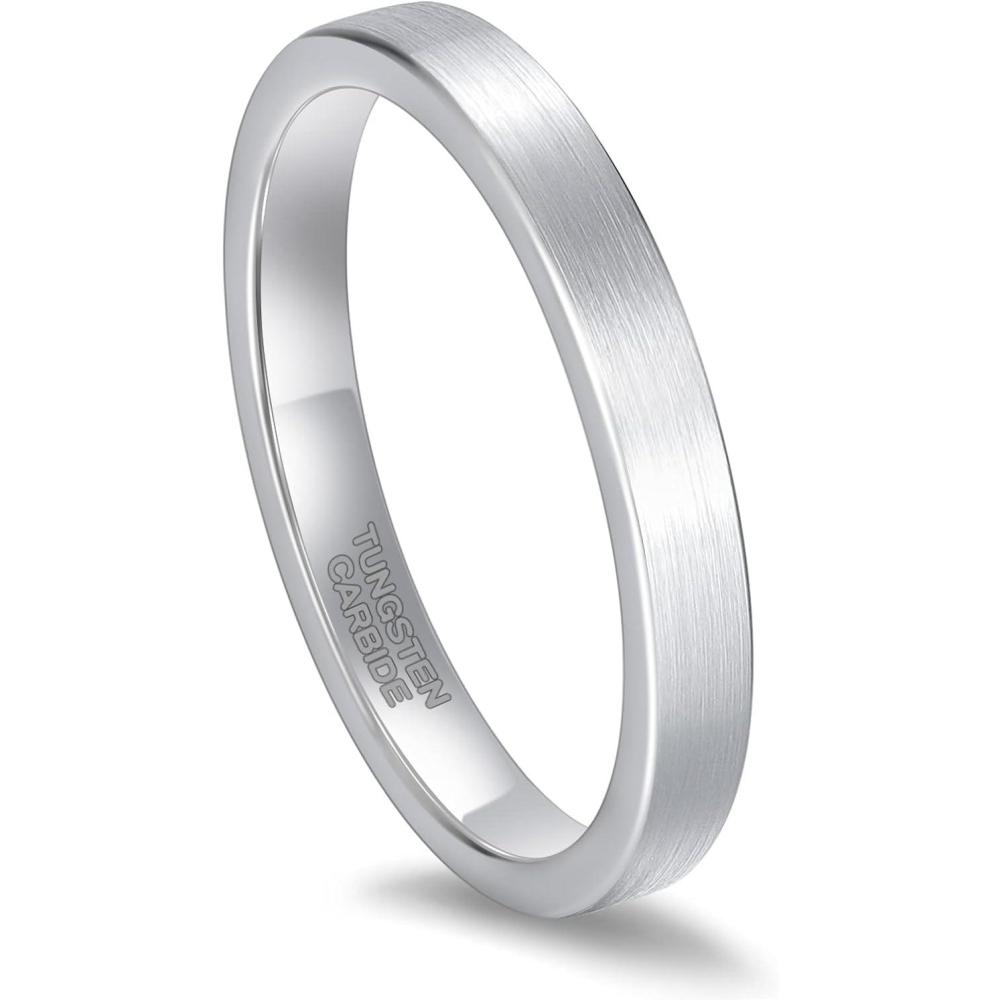 imageGreenpod 4mm 6mm Tungsten Carbide Ring for Men Women Beveled Edge Brushed SilverBlack24K Gold Plated Wedding Band Comfort Fit Size 4133MM Silver