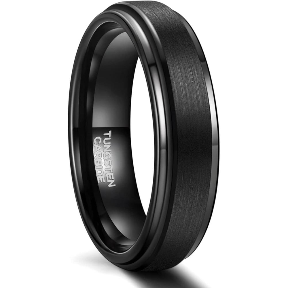 imageGreenpod 6mm 8mm Black Tungsten Rings for Men Women Brushed Wedding Bands Ring Matte Finished Comfort Fit Size 4156mm Black