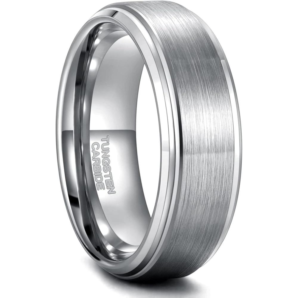 imageGreenpod 6mm 8mm Black Tungsten Rings for Men Women Brushed Wedding Bands Ring Matte Finished Comfort Fit Size 4158mm Silver