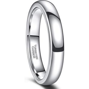 Greenpod 2mm 4mm 6mm Tungsten Wedding Bands Ring for Women Men Rose Gold Plated/Silver/24K Gold Plated/Black Polished Slim Engagement Promise Rings Comfort Fit Size 4-13(4mm silver)