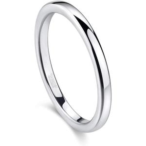 Greenpod 2mm 4mm 6mm Tungsten Wedding Bands Ring for Women Men Rose Gold Plated/Silver/24K Gold Plated/Black Polished Slim Engagement Promise Rings Comfort Fit Size 4-13(2mm silver)