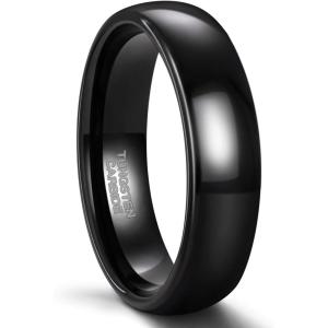 Greenpod 2mm 4mm 6mm Tungsten Wedding Bands Ring for Women Men Rose Gold Plated/Silver/24K Gold Plated/Black Polished Slim Engagement Promise Rings Comfort Fit Size 4-13(6mm black)