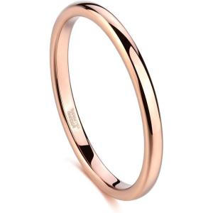 Greenpod 2mm 4mm 6mm Tungsten Wedding Bands Ring for Women Men Rose Gold Plated/Silver/24K Gold Plated/Black Polished Slim Engagement Promise Rings Comfort Fit Size 4-13(2mm rose gold plated)
