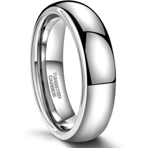 Greenpod 2mm 4mm 6mm Tungsten Wedding Bands Ring for Women Men Rose Gold Plated/Silver/24K Gold Plated/Black Polished Slim Engagement Promise Rings Comfort Fit Size 4-13(6mm silver)