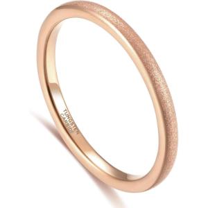 Greenpod 2mm 4mm 6mm Tungsten Wedding Bands Ring for Women Men Rose Gold Plated/Silver/24K Gold Plated/Black Polished Slim Engagement Promise Rings Comfort Fit Size 4-13(2mm rose gold plated sandblasted)