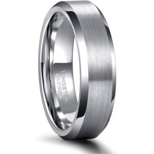 Greenpod 4MM 6MM 8MM Tungsten Carbide Engagement Ring Brushed Beveled Edge Polished Silver Wedding Band for Men Women Engraved I Love You Always & Forever Size 4-15(6mm)