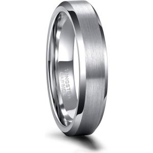 Greenpod 4MM 6MM 8MM Tungsten Carbide Engagement Ring Brushed Beveled Edge Polished Silver Wedding Band for Men Women Engraved I Love You Always & Forever Size 4-15(4mm)