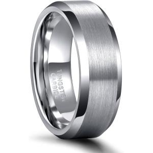 Greenpod 4MM 6MM 8MM Tungsten Carbide Engagement Ring Brushed Beveled Edge Polished Silver Wedding Band for Men Women Engraved I Love You Always & Forever Size 4-15(8mm)