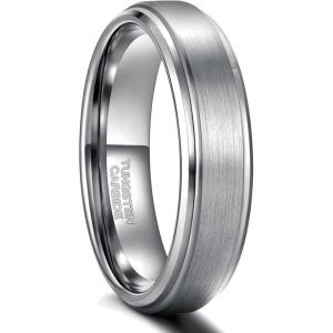 Greenpod 6mm 8mm Black Tungsten Rings for Men Women Brushed Wedding Bands Ring Matte Finished Comfort Fit Size 4-15(6mm Silver)