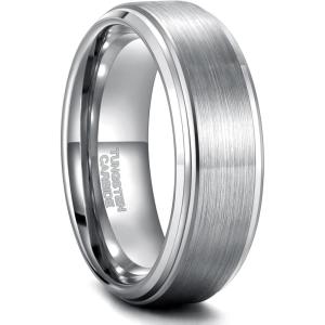 Greenpod 6mm 8mm Black Tungsten Rings for Men Women Brushed Wedding Bands Ring Matte Finished Comfort Fit Size 4-15(8mm Silver)