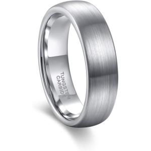 Greenpod 6mm Tungsten Wedding Rings Band for Men Women Silver/Black Two Tone Engagement Rings Comfort Fit Size 6-13(Silver)