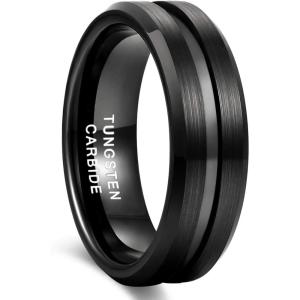 Greenpod Mens Tungsten Ring Wedding Band 6mm 8mm 10mm Engraved I Love You Thin Blue/Black Centre Groove Comfort Fit Size 6-17(8mm-Black)
