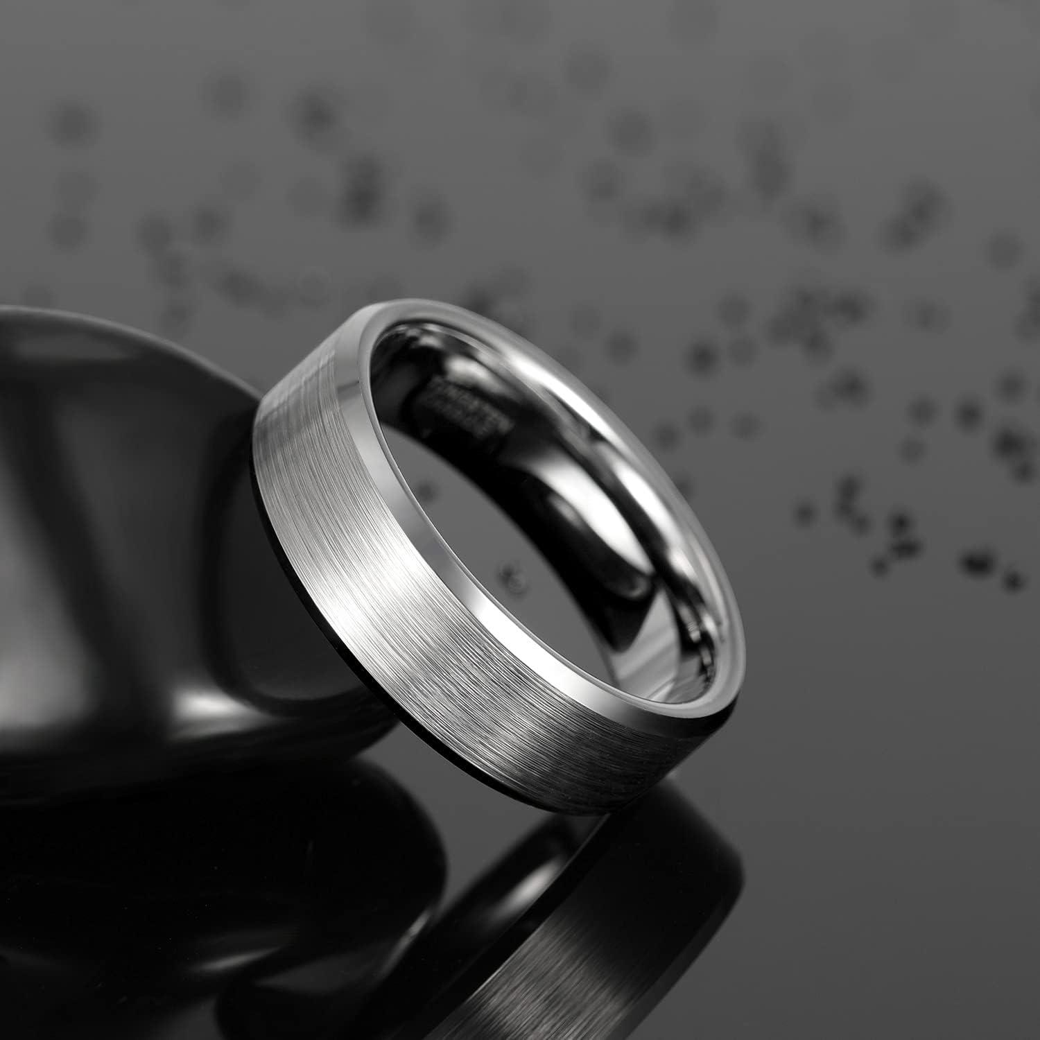 imageGreenpod 4MM 6MM 8MM Tungsten Carbide Engagement Ring Brushed Beveled Edge Polished Silver Wedding Band for Men Women Engraved I Love You Always amp Forever Size 4158mm