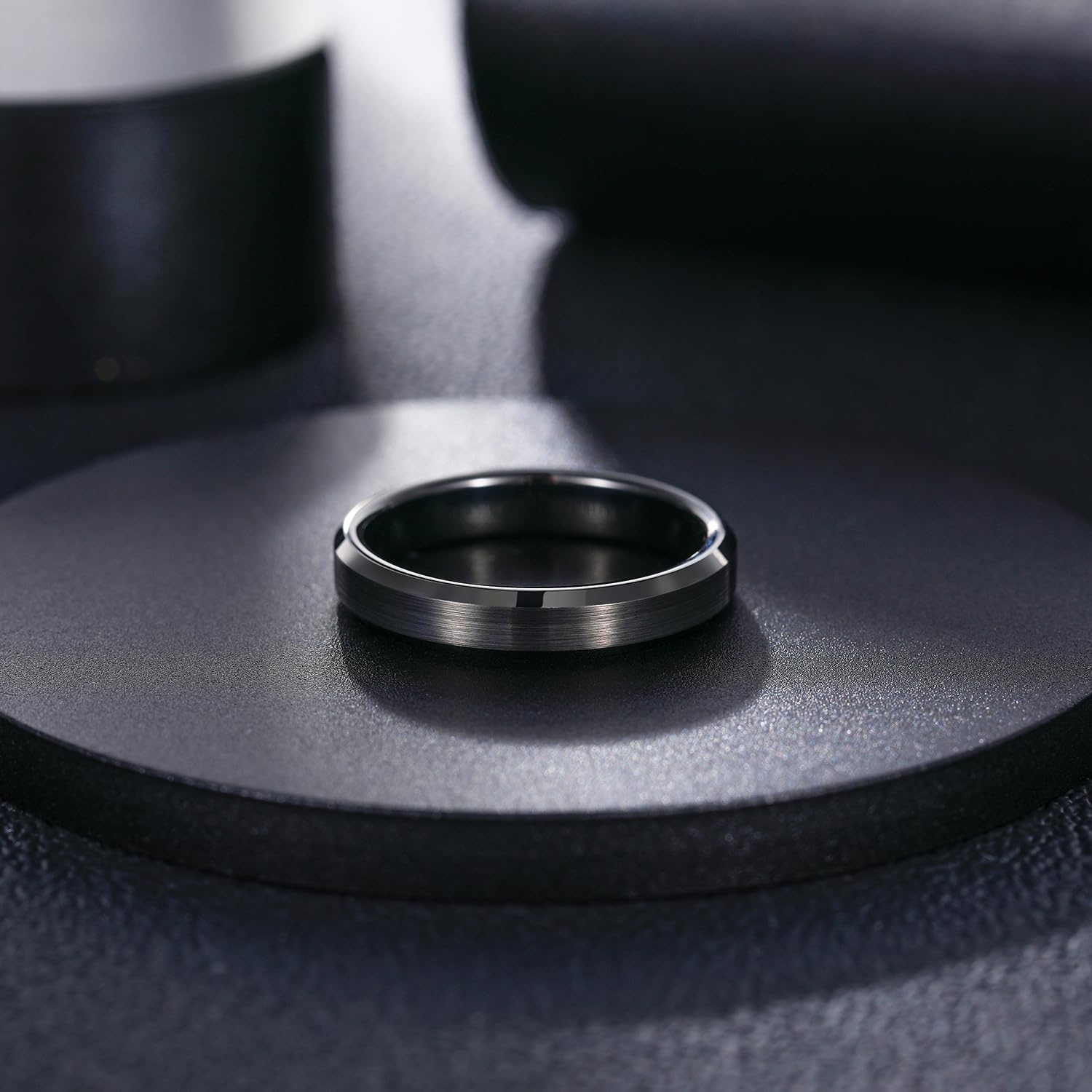 image:imageGreenpod 4mm 6mm Tungsten Carbide Ring for Men Women Brushed Wedding Band4MM Black