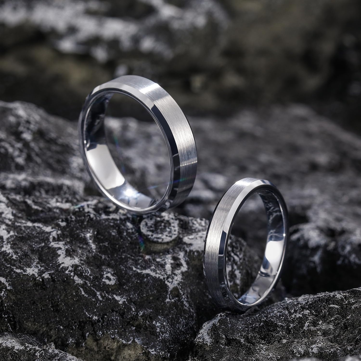 image:imageGreenpod 4mm 6mm Tungsten Carbide Ring for Men Women Brushed Wedding Band4MM Silver