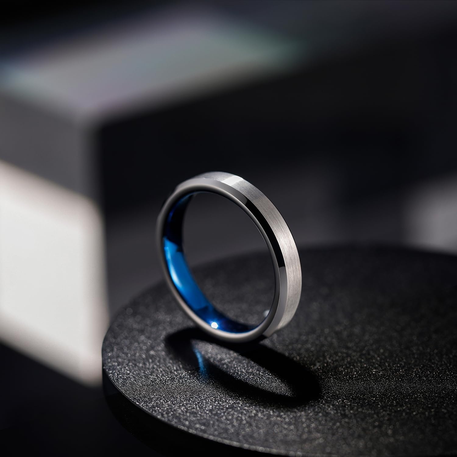 image:imageGreenpod 4mm 6mm Tungsten Carbide Ring for Men Women Brushed Wedding Band4MM Silver Blue