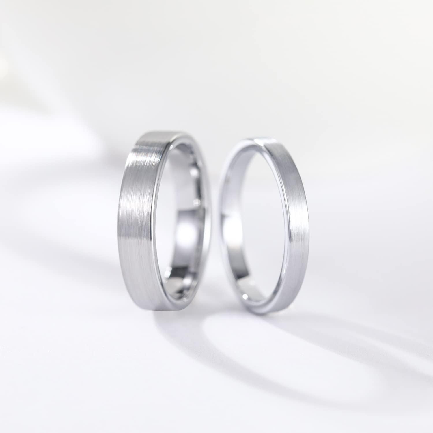 image:imageGreenpod 4mm 6mm Tungsten Carbide Ring for Men Women Brushed Wedding Band5MM Silver