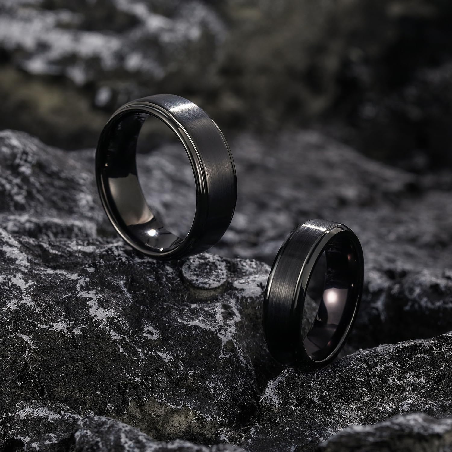 image:imageGreenpod 6mm 8mm Black Tungsten Rings for Men Women Brushed Wedding Bands6mm Black