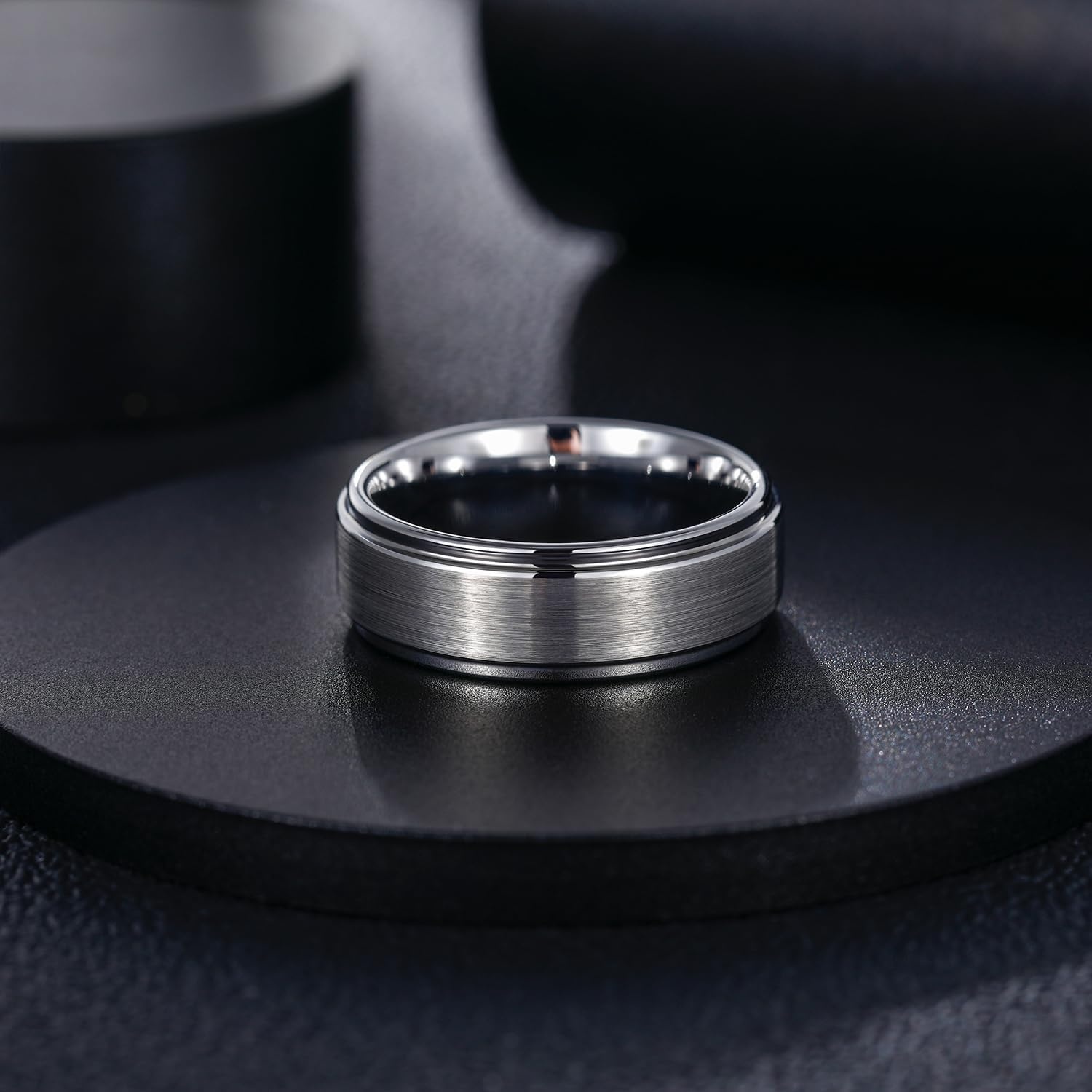 image:imageGreenpod 6mm 8mm Black Tungsten Rings for Men Women Brushed Wedding Bands8mm Silver