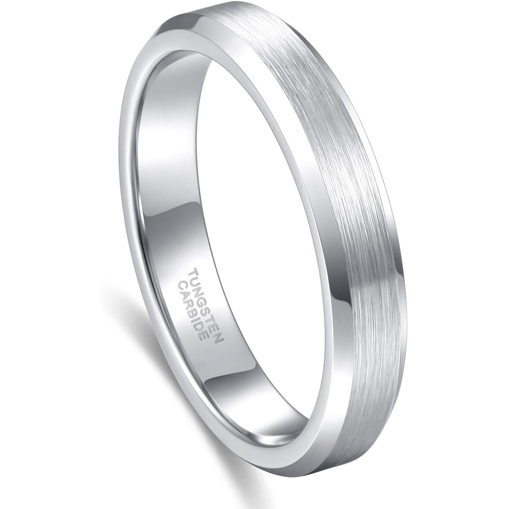 image:imageGreenpod 4mm 6mm Tungsten Carbide Ring for Men Women Brushed Wedding Band4MM Silver