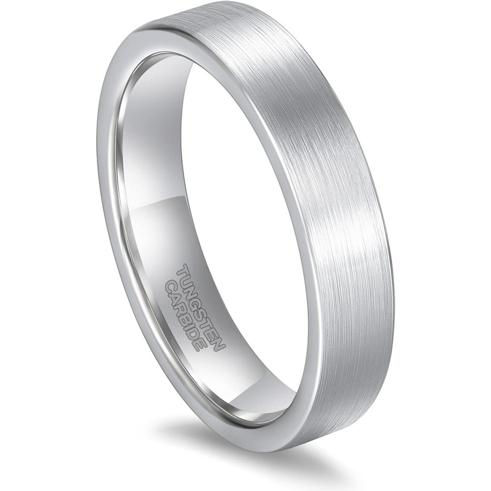 image:imageGreenpod 4mm 6mm Tungsten Carbide Ring for Men Women Brushed Wedding Band5MM Silver
