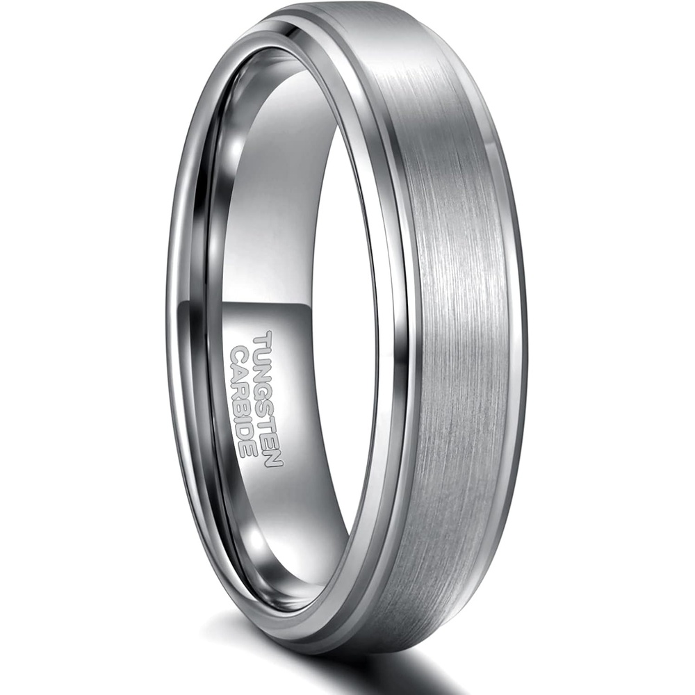 image:imageGreenpod 6mm 8mm Black Tungsten Rings for Men Women Brushed Wedding Bands6mm Silver