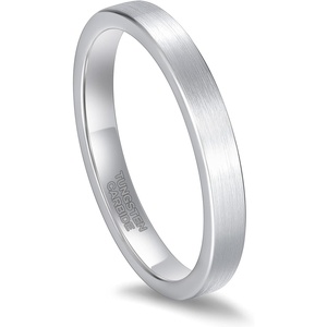 Greenpod 4mm 6mm Tungsten Carbide Ring for Men Women Brushed Wedding Band(3MM Silver)