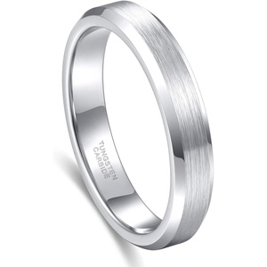 Greenpod 4mm 6mm Tungsten Carbide Ring for Men Women Brushed Wedding Band(4MM Silver)
