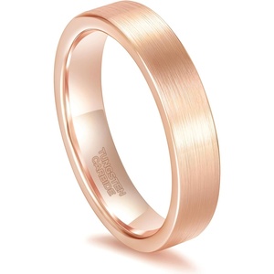 Greenpod 4mm 6mm Tungsten Carbide Ring for Men Women Brushed Wedding Band(5MM Rose Gold Plated)