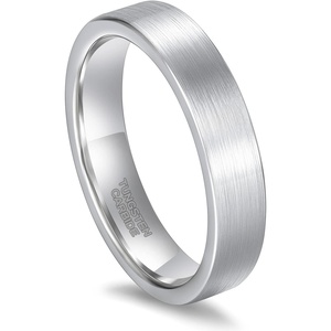 Greenpod 4mm 6mm Tungsten Carbide Ring for Men Women Brushed Wedding Band(5MM Silver)