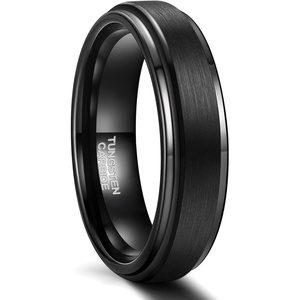 Greenpod 6mm 8mm Black Tungsten Rings for Men Women Brushed Wedding Bands(6mm Black)