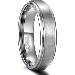 Greenpod 6mm 8mm Black Tungsten Rings for Men Women Brushed Wedding Bands(6mm Silver)