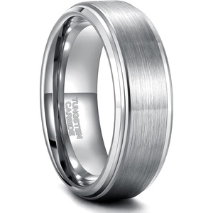 Greenpod 6mm 8mm Black Tungsten Rings for Men Women Brushed Wedding Bands(8mm Silver)