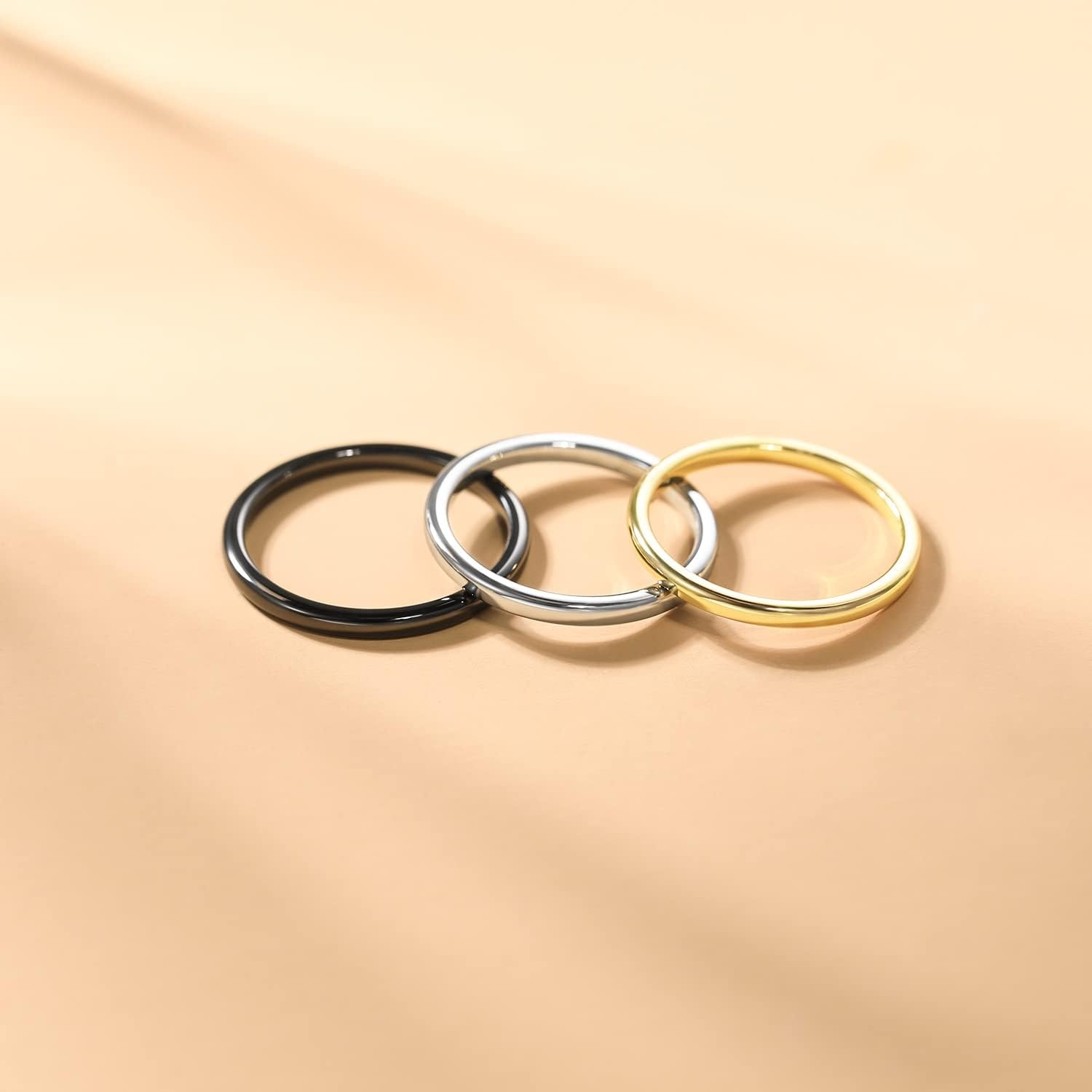 image:imageGreenpod Tungsten Wedding Bands Ring for Women Men Slim Engagement Rings2mm black