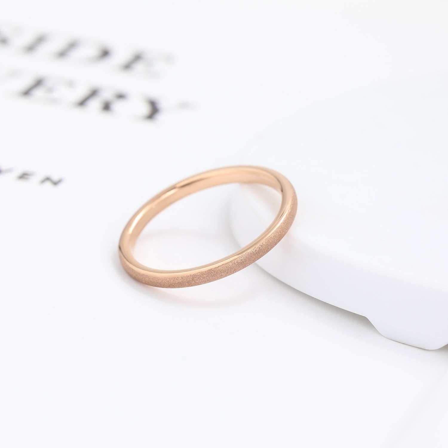 image:imageGreenpod Tungsten Wedding Bands Ring for Women Men Slim Engagement Rings2mm rose gold plated sandblasted