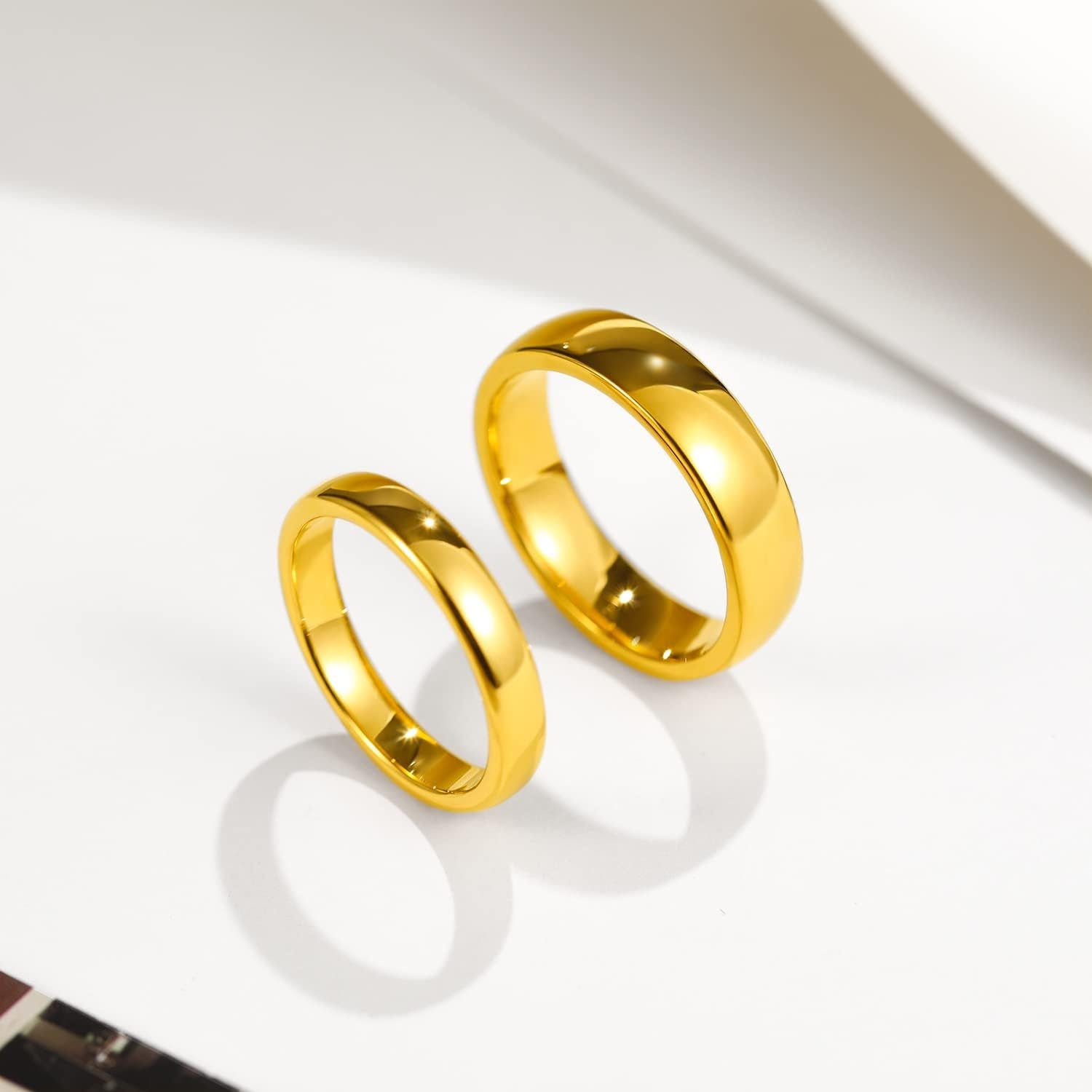 image:imageGreenpod Tungsten Wedding Bands Ring for Women Men Slim Engagement Rings4mm gold plated