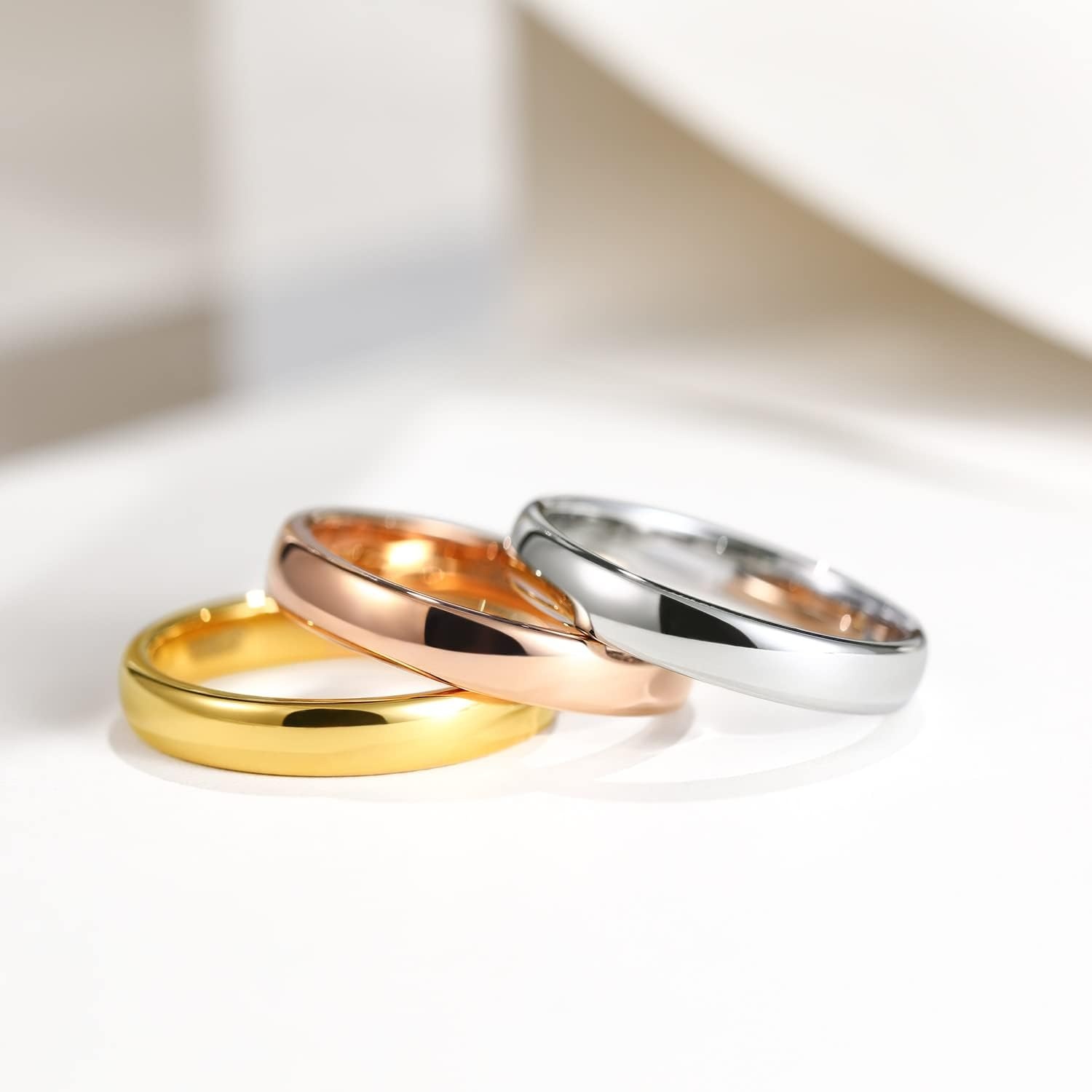 image:imageGreenpod Tungsten Wedding Bands Ring for Women Men Slim Engagement Rings4mm gold plated