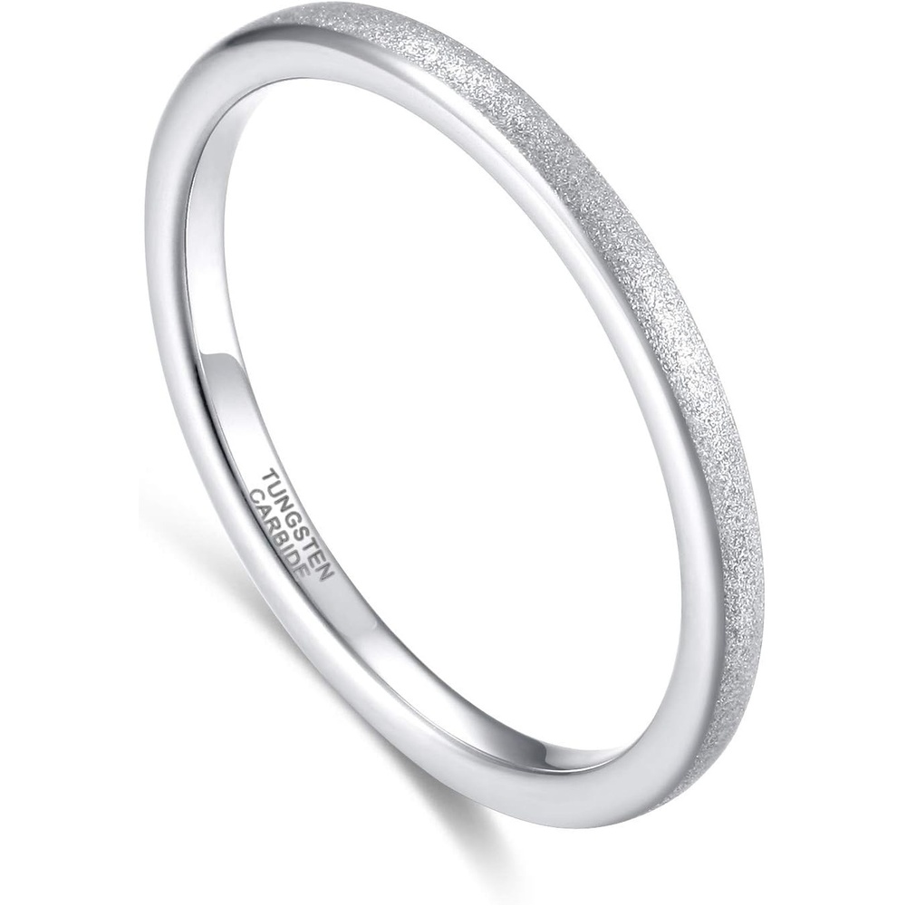 image:imageGreenpod Tungsten Wedding Bands Ring for Women Men Slim Engagement Rings2mm silver sandblasted