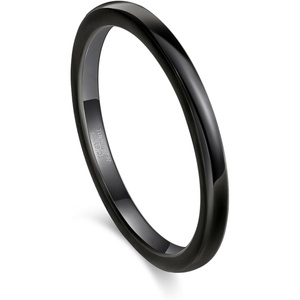 Greenpod Tungsten Wedding Bands Ring for Women Men Slim Engagement Rings(2mm black)