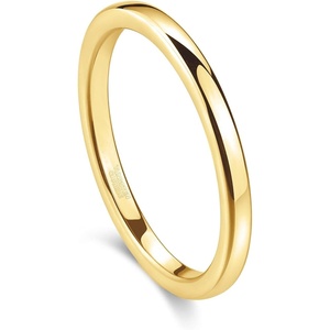 Greenpod Tungsten Wedding Bands Ring for Women Men Slim Engagement Rings(2mm gold plated)