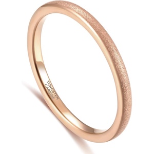 Greenpod Tungsten Wedding Bands Ring for Women Men Slim Engagement Rings(2mm rose gold plated sandblasted)